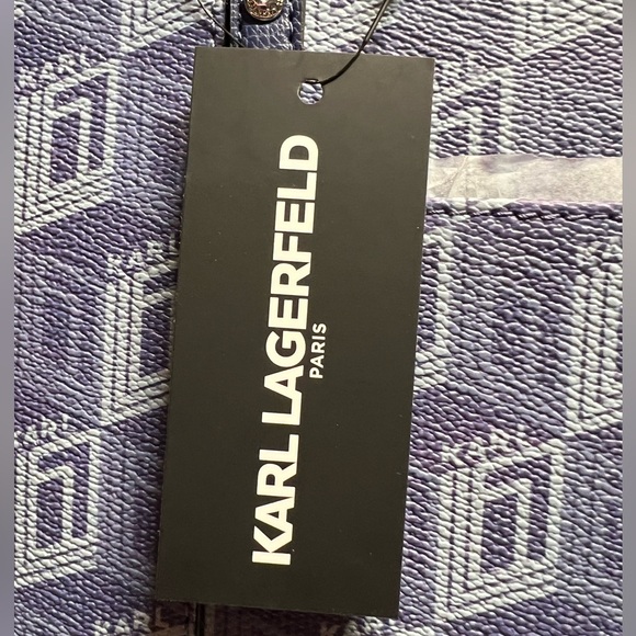 Karl Lagerfeld Paris NWT Blue Signature Karl Logo Maybelle Paris Tote P038) - Picture 11 of 12